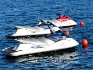 VX Sport Jet Ski, Blue and Red Jet Skis
